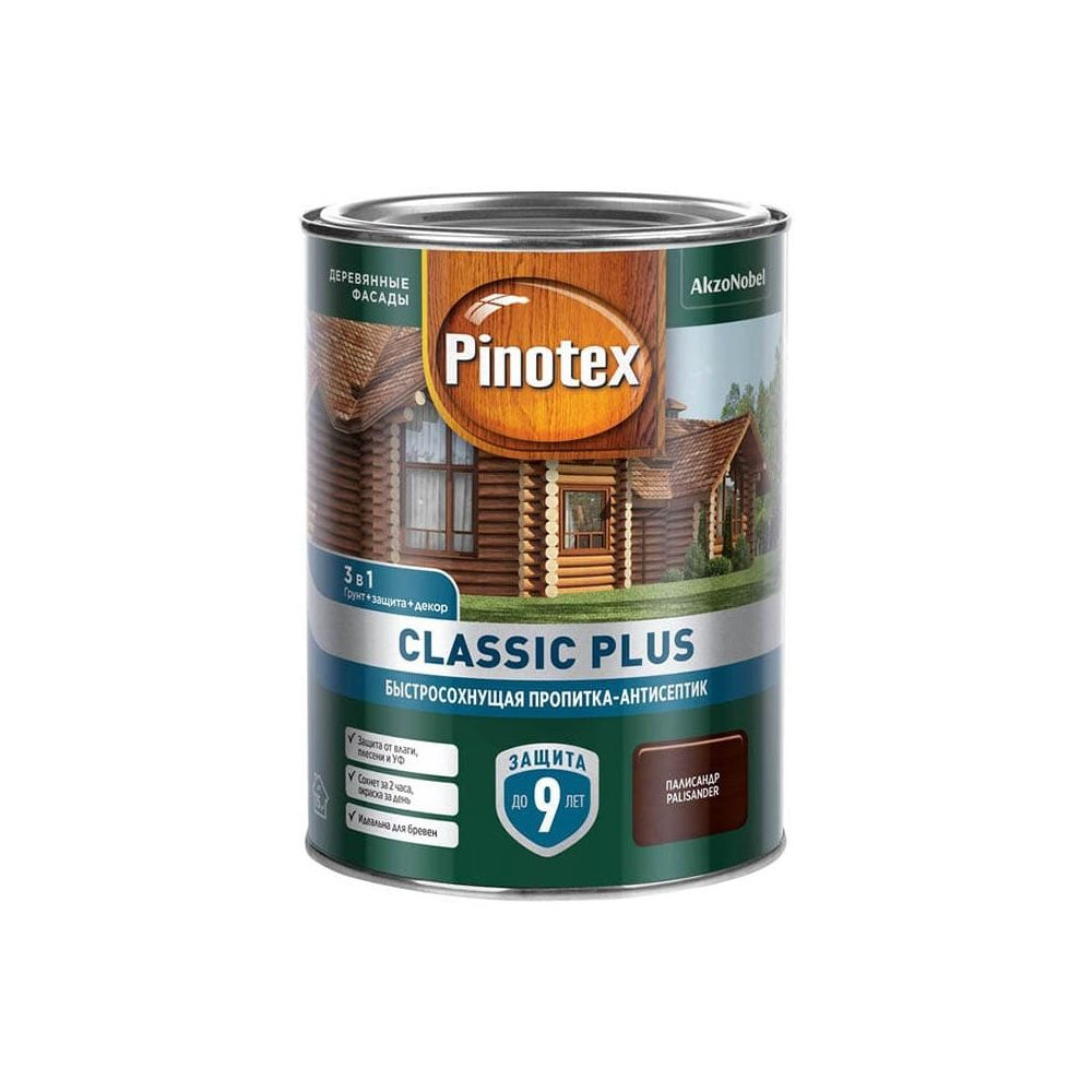 Пропитка-антисептик Pinotex Classic Plus 3 в 1 Палисандр 0,9л #1