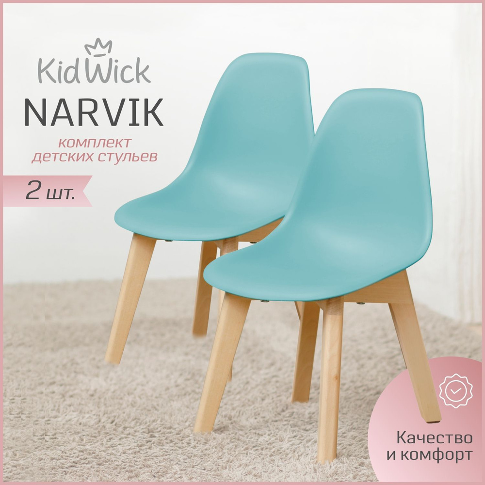 Стул детский Kidwick Narvik, стульчик со спинкой , бирюзовый, 2шт.  #1