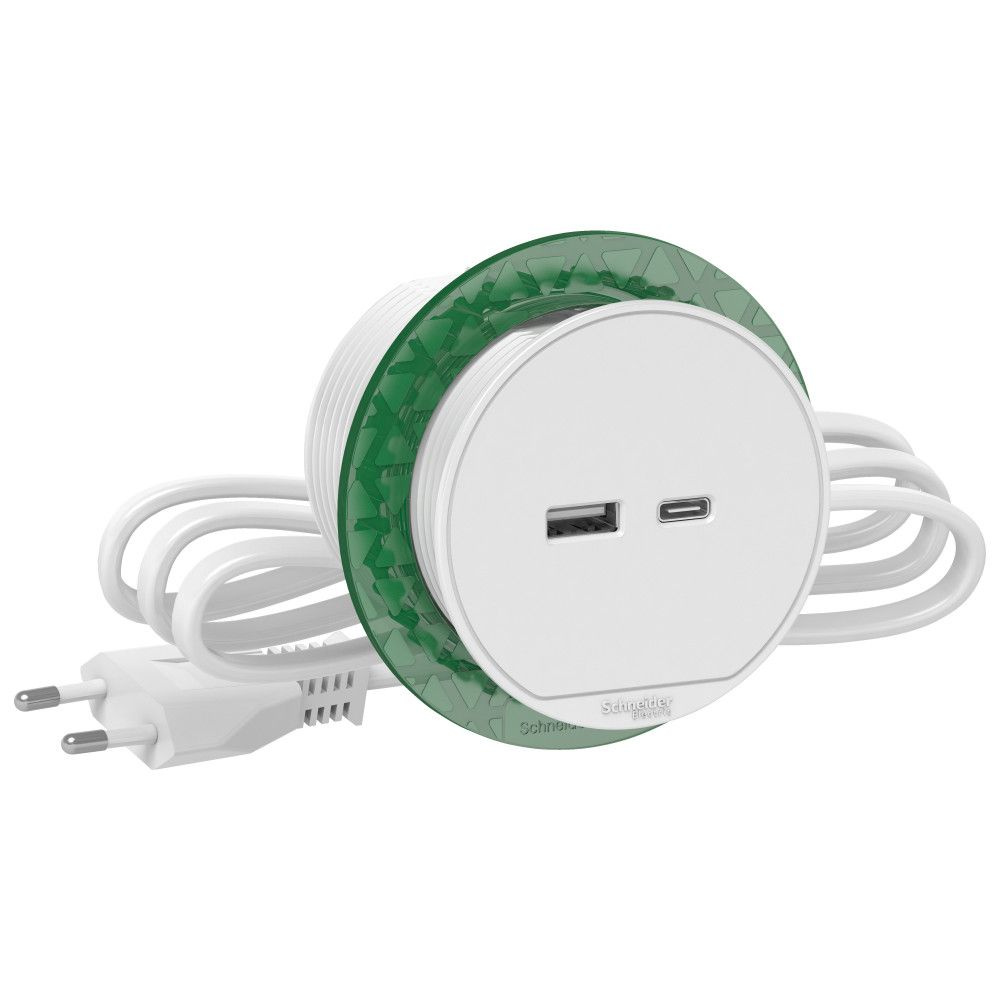 Лючок для фальшпола, БЛОК РОЗЕТОЧНЫЙ USB тип А + тип С БЕЛЫЙ, SCHNEIDER ELECTRIC INS44008 (1 шт.)  #1