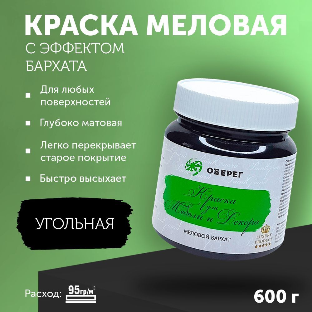 Краска Оберег меловая PaintGuard Быстросохнущая, Акриловая, Матовое  покрытие, черный - купить в интернет-магазине OZON по выгодной цене  (869816148)