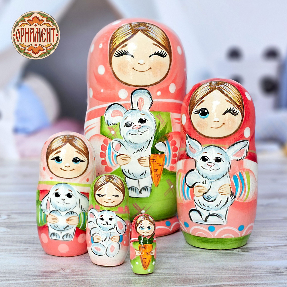 Матрешка деревянная детская развивающая игрушка 5 мест 10 см - купить ...