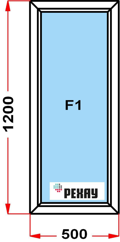 Окно пластиковое, профиль РЕХАУ BLITZ (1200 x 500), не открывающееся, стеклопакет из 2х стекол  #1