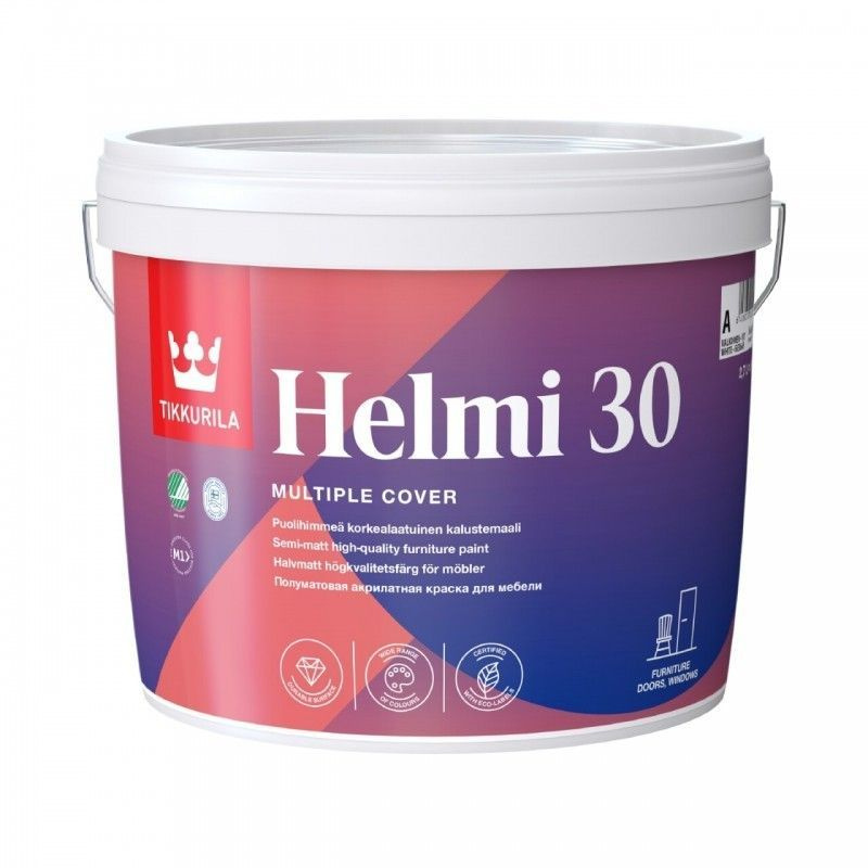 Tikkurila Helmi 30/Тиккурила Хелми 30,База С, 2.7л, акрилатная краска для мебели  #1