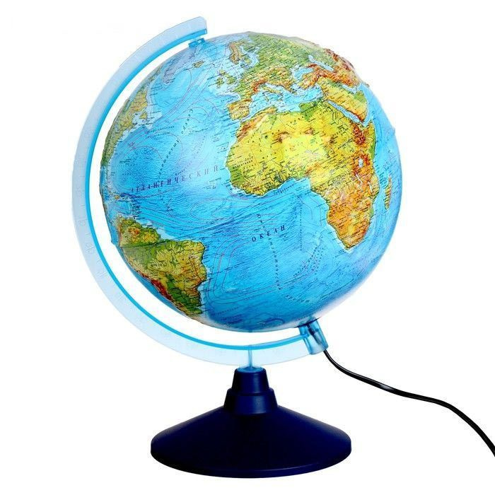 Глобус физико-политический, Globen, интерактивный, диаметр 250 мм, рельефный, с подсветкой, с очками #1