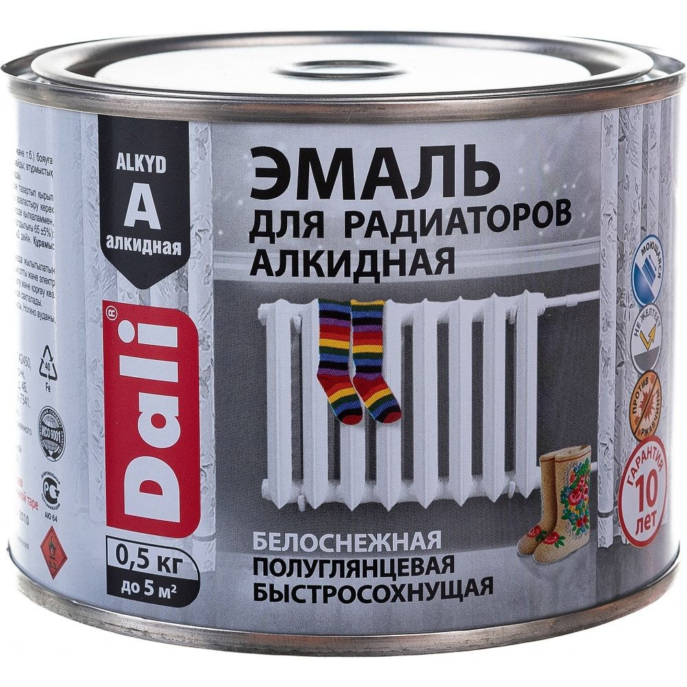 Эмаль DALI x для радиаторов Гладкая, Алкидная, Полуглянцевое покрытие ...