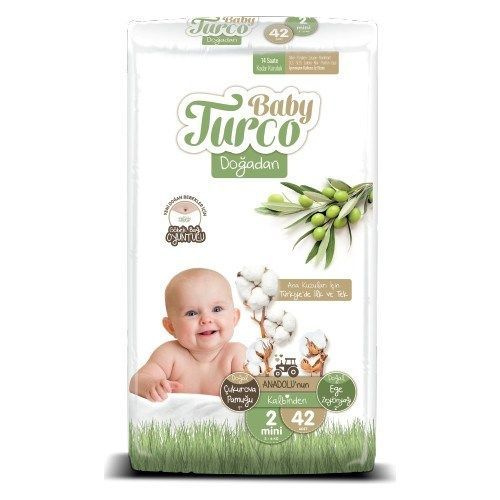 Подгузники для новорожденных, BABY TURCO, размер 2 3-6 кг, 42 штук ...