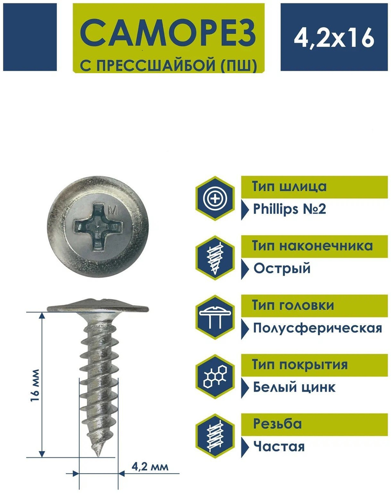 Набор саморезов 4.2 x 16 мм 500 шт. - купить по выгодной цене в ...