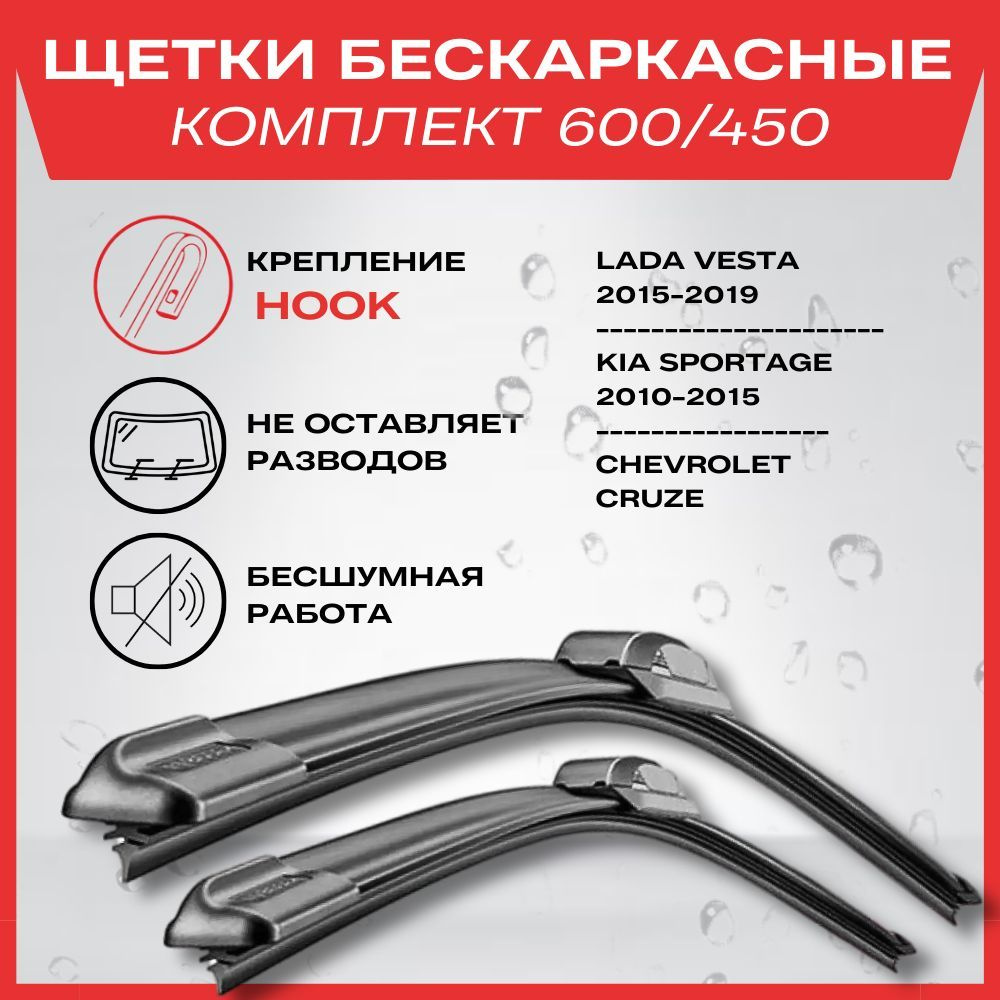 Щетка стеклоочистителя бескаркасная 1928, крепление Крючок (Hook / J-Hook)  - купить по выгодной цене в интернет-магазине OZON (1158043072)