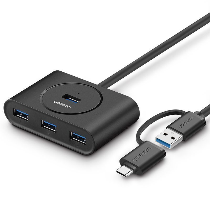 USB хаб UGREEN CR113 (40850) USB 3.0 - 4xUSB 3.0 Hub with USB-C Port (1 метр) чёрный #1