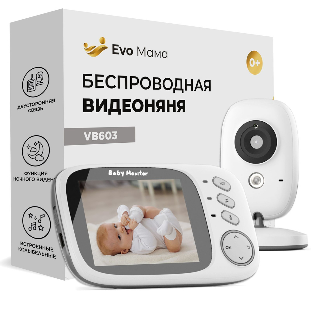 Беспроводная видеоняня Evo Mama с монитором. Радионяня с камерой и  двусторонней связью.