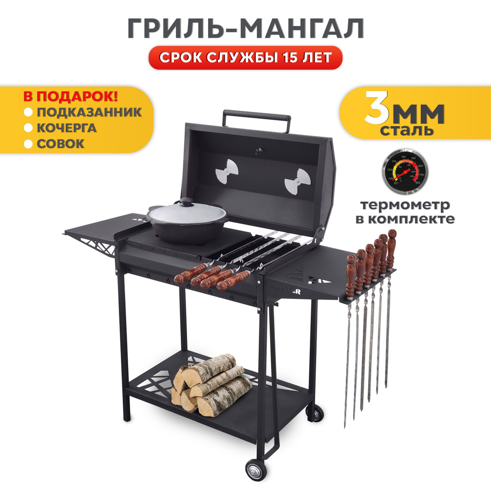 Мангал ROASTER, Сталь, Металл, 114x39x91 см купить по выгодной цене в  интернет-магазине OZON (1010511668)