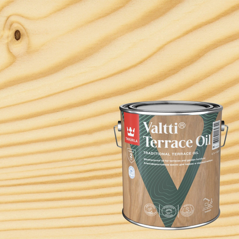Масло для террас и садовой мебели Tikkurila Valtti Terrace Oil бесцветное (2,7л)  #1