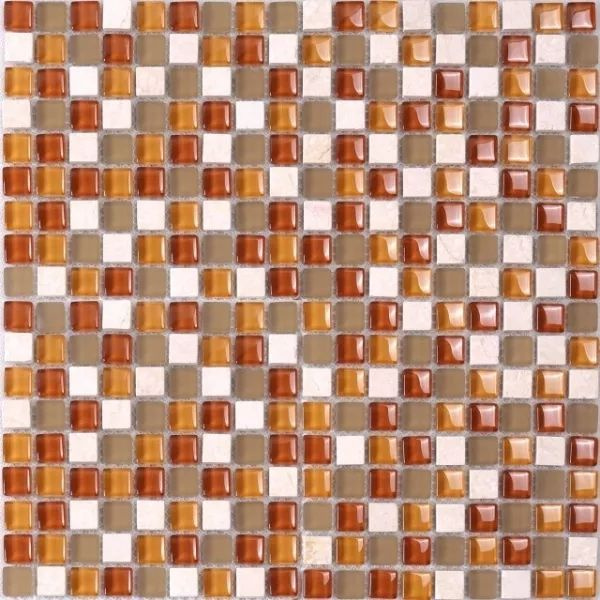 Мозаика Tessare 30,5х30,5х0,6см стекло-мрамор микс бежево-янтарный шт(KS24)  #1