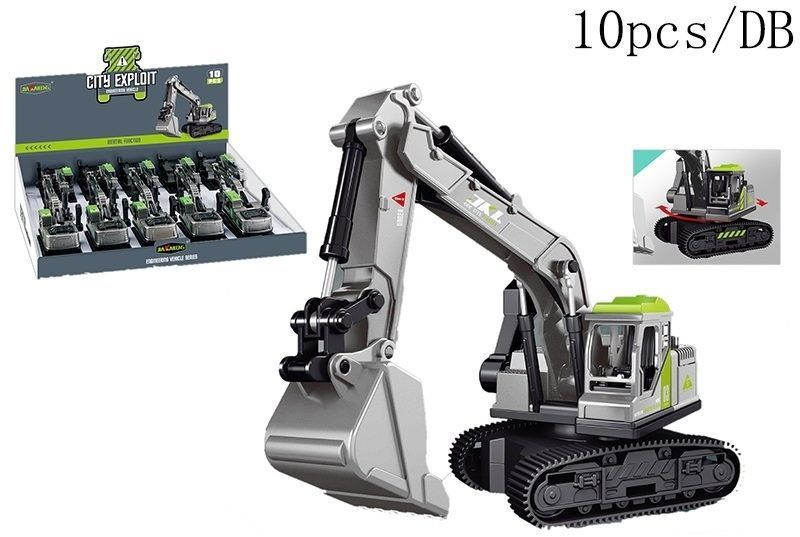 Экскаватор серо-салатовый инерционный, управление с помощью рычага ...