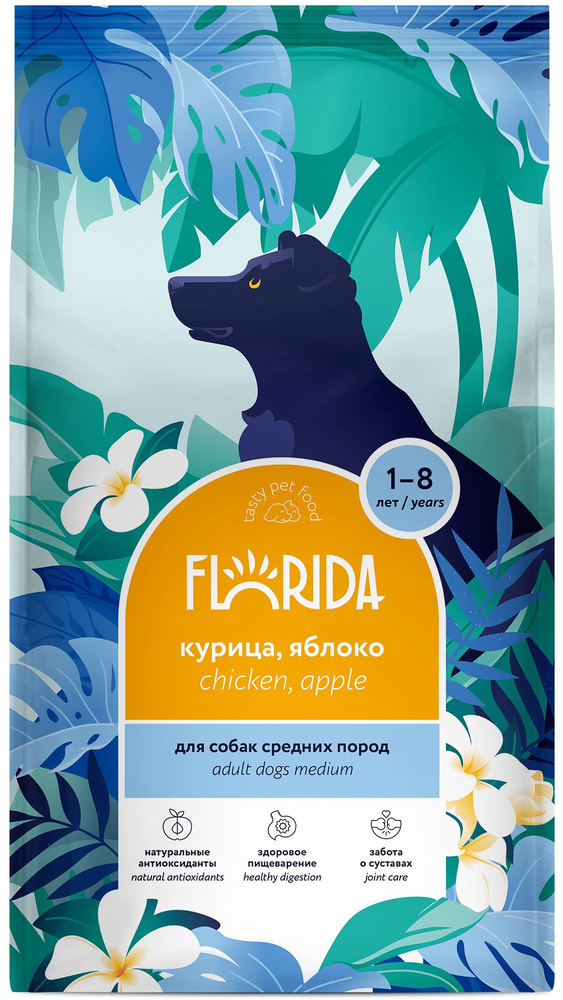 Корм Florida Medium Breed Chiсken & Apple для собак средних пород, с ...