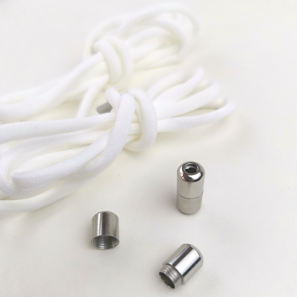 Шнурки эластичные белые, плоские, винтовым фиксатором - купить с ...