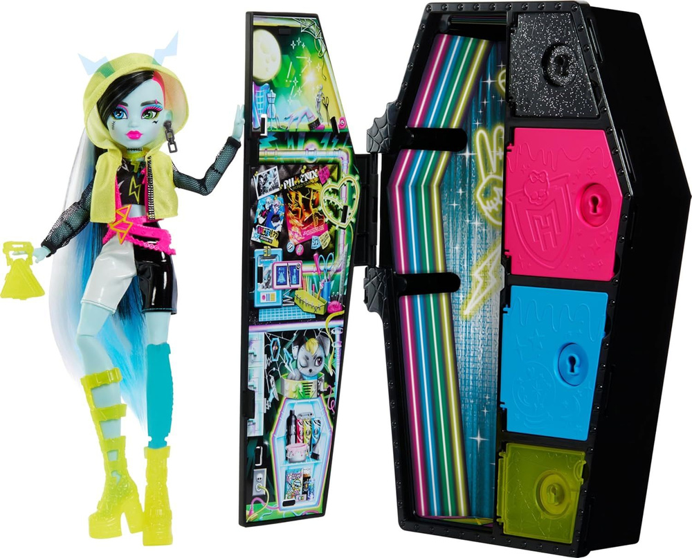 Кукла Фрэнки Штайн с гардеробом Monster High Doll and Fashion Set, Frankie  Stein Doll, Skulltimate Secrets: Neon Frights - купить с доставкой по  выгодным ценам в интернет-магазине OZON (1264318900)