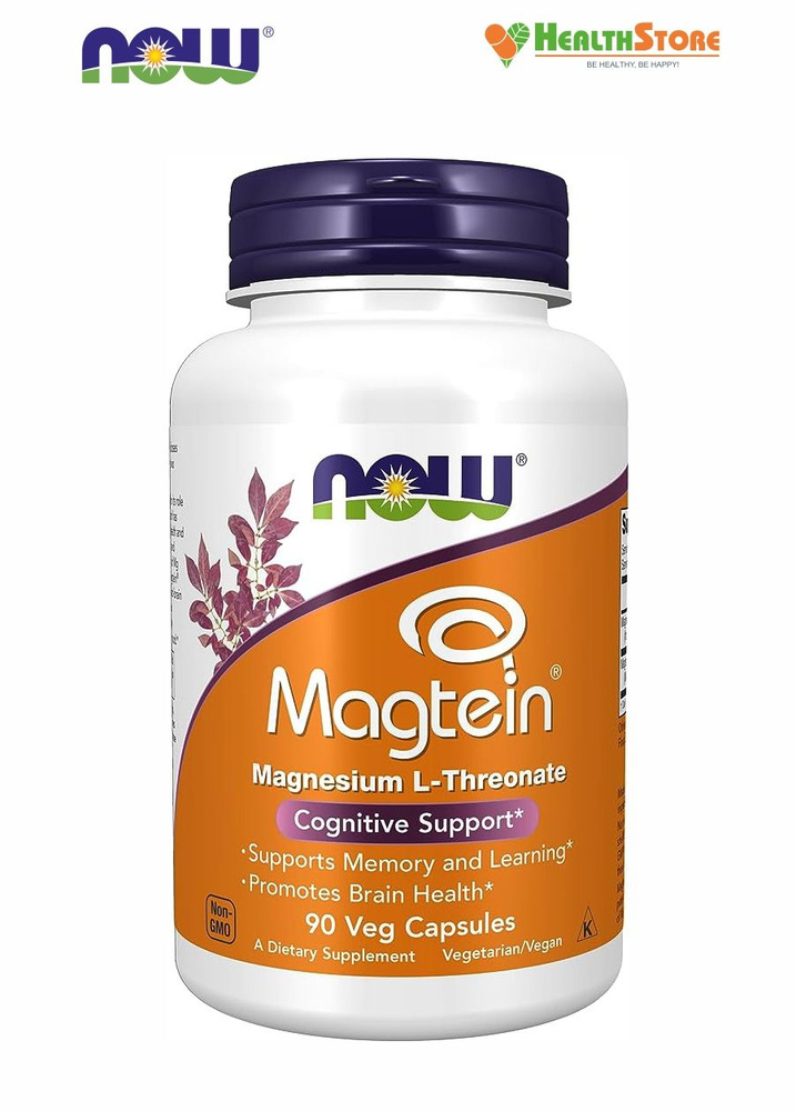 NOW Magtein 90 капсул Neuro-Mag Magnesium L-Threonate Магтеин треонат ...