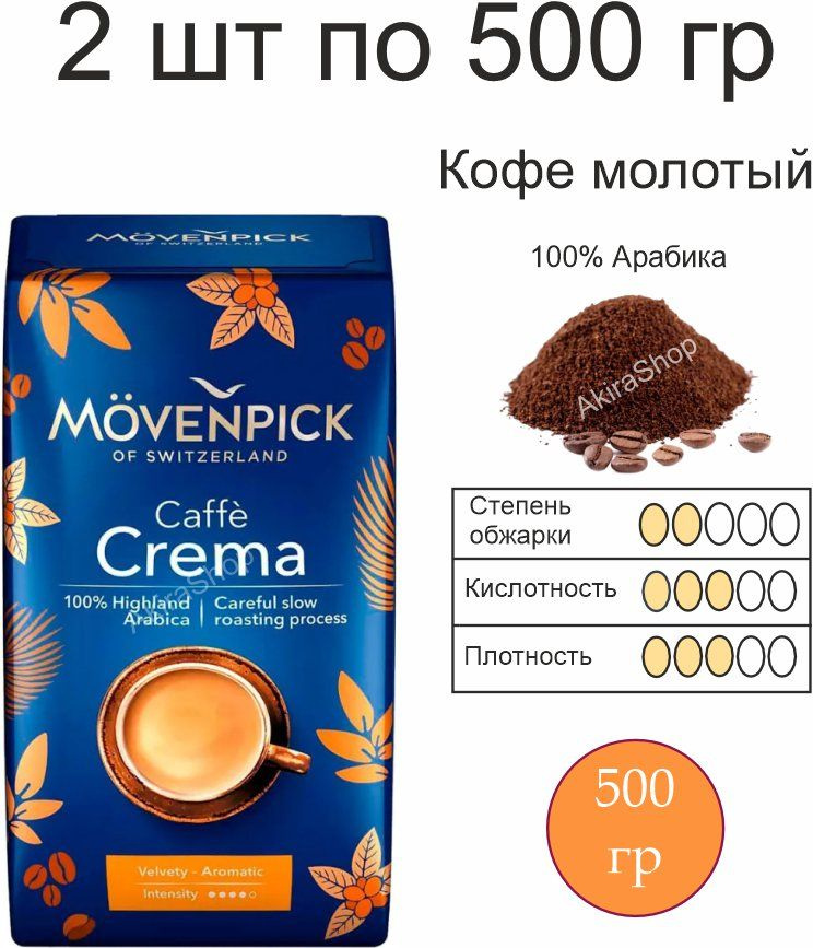 2 шт. Кофе молотый Movenpick Caffe Crema, 500 гр. (1000 гр) Германия #1