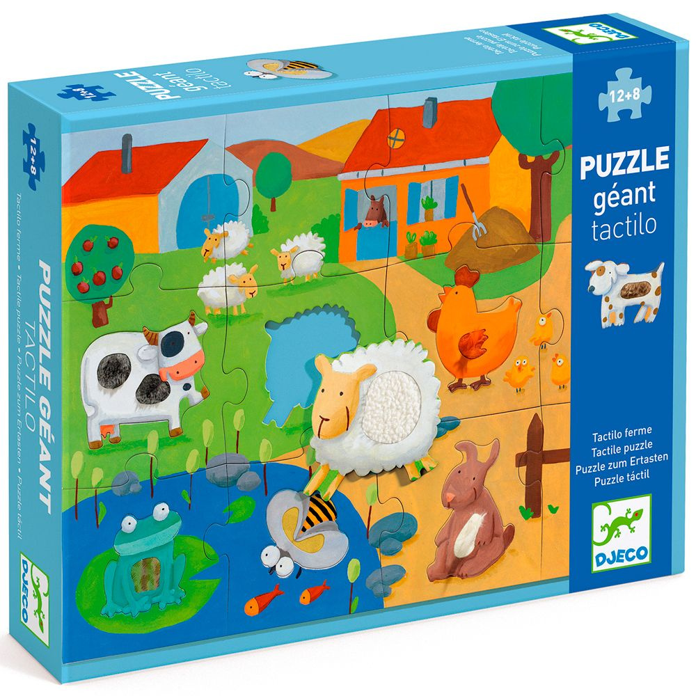 Djeco Giant puzzles Пазл-гигант тактильный Ферма, 12+8 д. #1