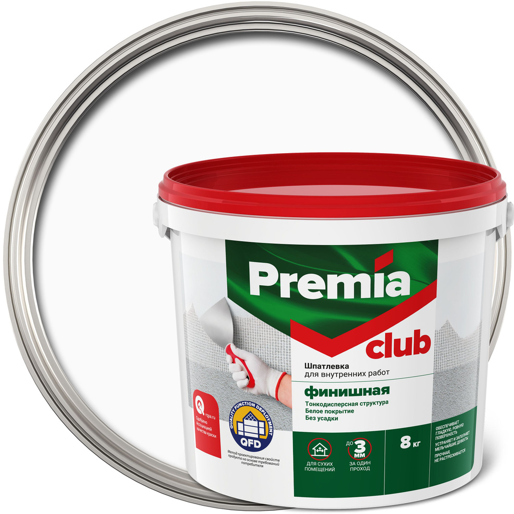 Шпатлевка Premia Club финишная для стен и потолков (внутренних работ ...