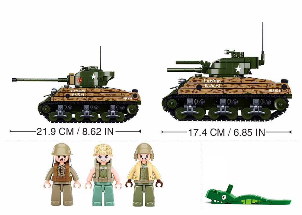 Конструктор Sluban, серия Армия WW2 - Американский средний танк M4 Шерман (17 см, 715 дет), M38-B1110 #1