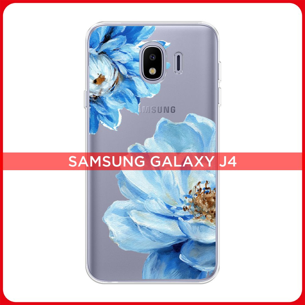 Силиконовый чехол на Samsung Galaxy J4 / Самсунг J4 2018 Нежно-голубые  клематисы, прозрачный - купить с доставкой по выгодным ценам в  интернет-магазине OZON (184036382)