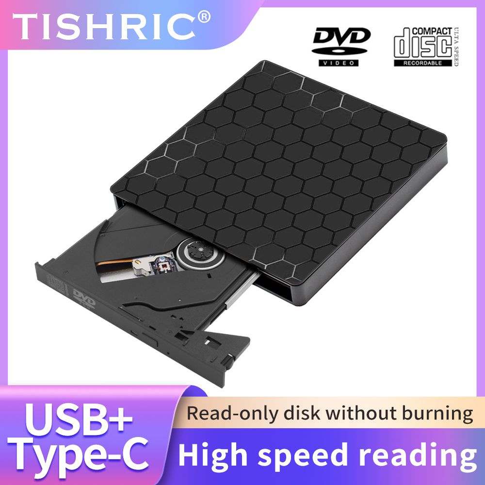 TISHRIC USB 3.0 Внешний DVD CD - диск Type - c для настольных ПК ...