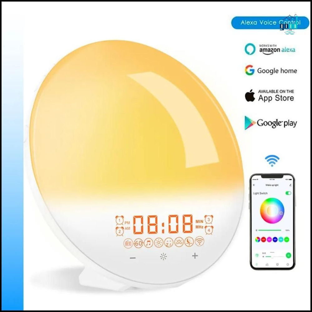 Световой Будильник, управление со смартфона (smart wake-up light), имитация  рассвета и заката, 7 цветов подсветки, 20 уровней яркости-good value купить  по низкой цене с доставкой и отзывами в интернет-магазине OZON (1324440548)