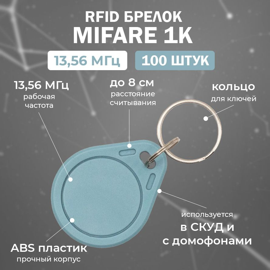 RFID брелок MIFARE (НЕПЕРЕЗАПИСЫВАЕМЫЙ) ТИФФАНИ / Бесконтактный ключ доступа СКУД 13.56 МГц / упаковка #1