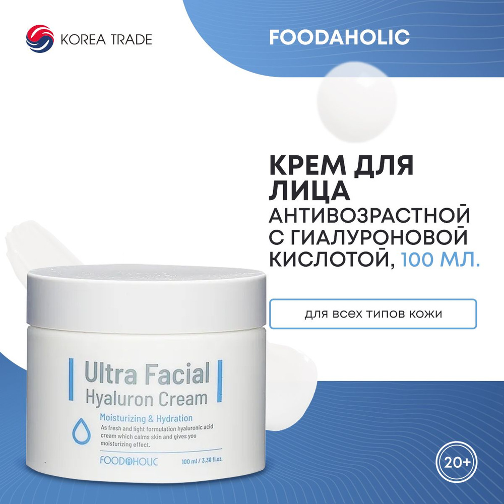 Антивозрастной функциональный крем для лица с гиалуроновой кислотой FOODAHOLIC ULTRA FACIAL HYALURON #1