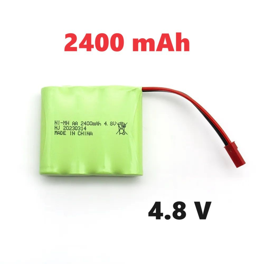 Аккумулятор NI-MN Battery 2400mah 4.8V батарейка 4,8 вольт разъем красный 2P запчасти танк, авто модель, #1