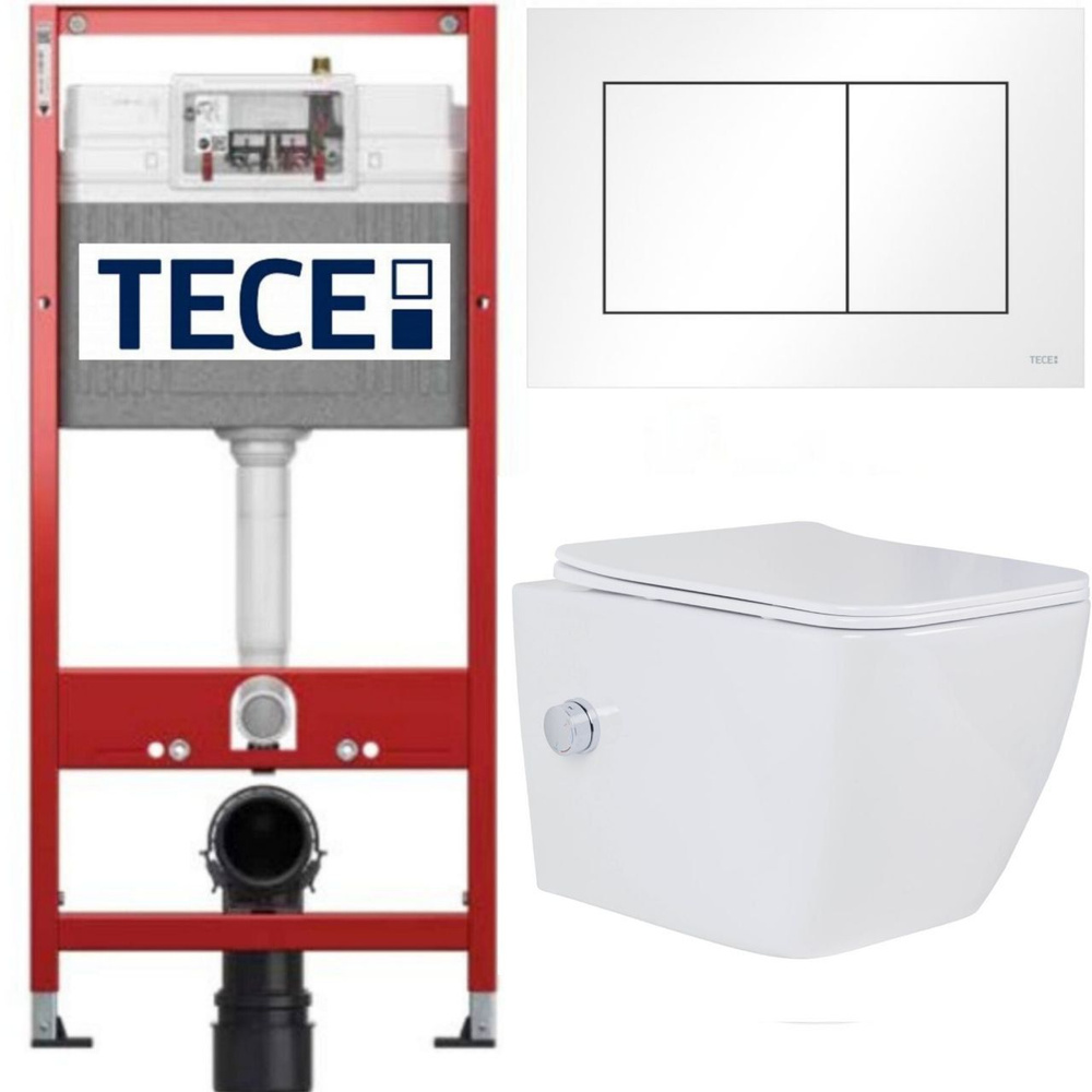 Инсталляция TECE base 9400413 с подвесным безободковым унитазом с функцией биде Roxen Cube Bidet 530135-01X, #1