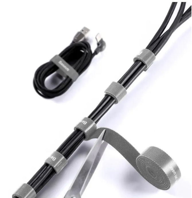 Держатель для проводов Baseus, на липучке 3м, стяжки для кабеля лента ...