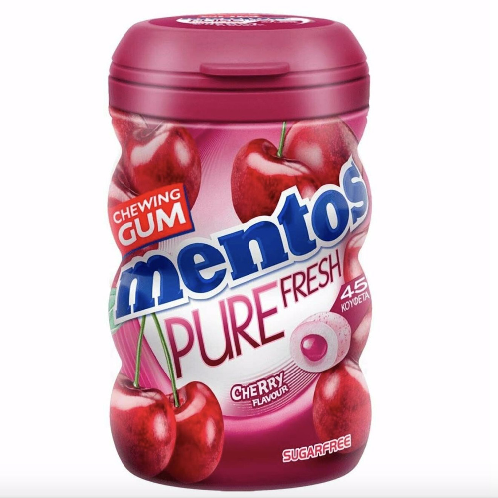 Жевательная резинка Mentos Pure Fresh Cherry со вкусом вишни (без сахара), 100 г  #1