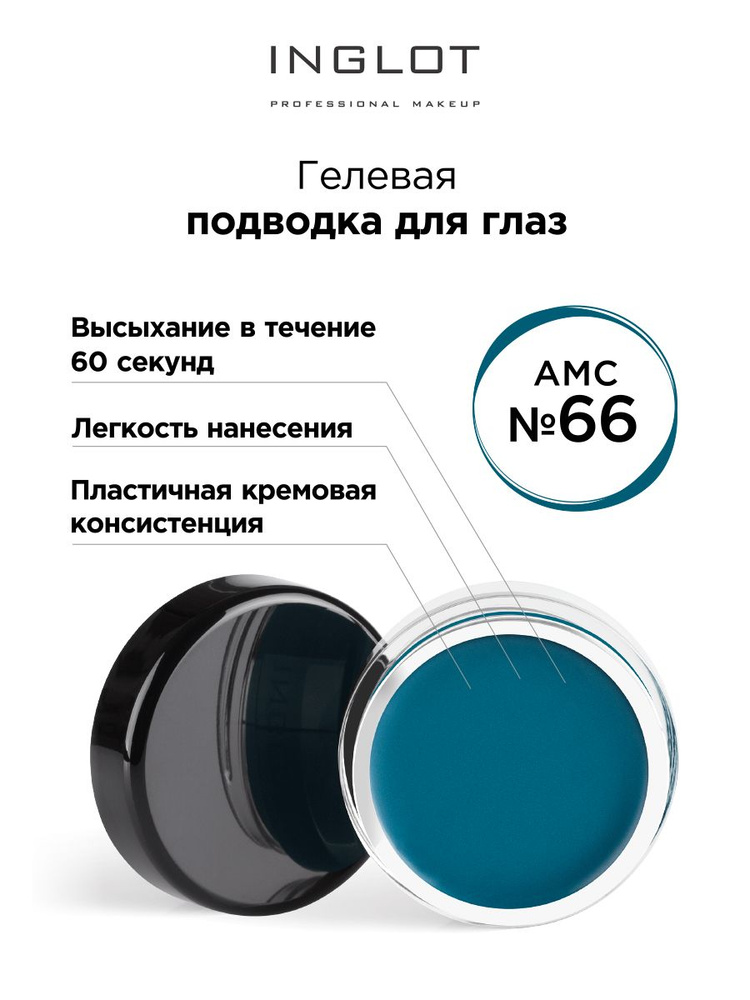 Подводка для глаз INGLOT гелевая темно-бирюзовая водостойкая AMC eyeliner gel 66  #1