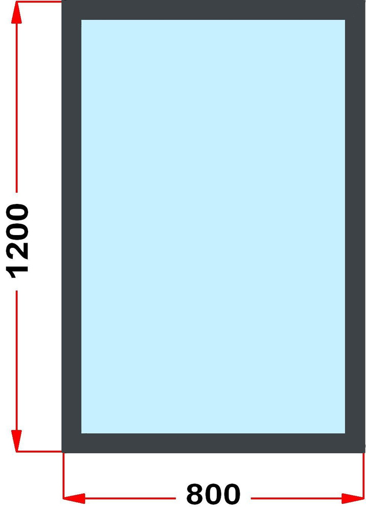 Окно пластиковое, профиль 60 мм (1200 x 800), не открывающееся, стеклопакет 2 стекла, темно-серое снаружи, #1