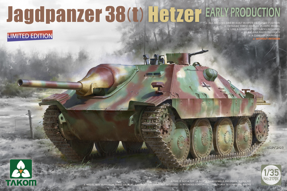 TAKOM 2170X 1/35 gdpanzer 38(t) Hetzer Раннее производство Без ограничений по интерьеру Сборная модель #1