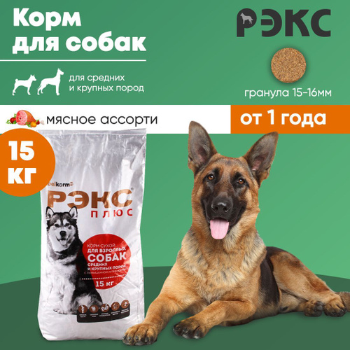 Полнорационный сухой корм для собак Рэкс (Рекс 15 кг) - купить с ...