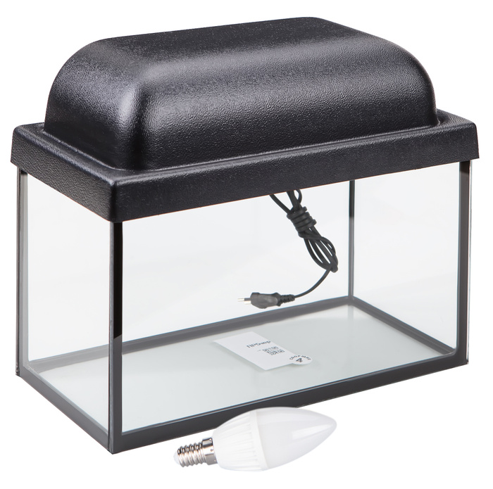 Аквариум для рыбок с подсветкой 5 литров с крышкой и диодной лампой ...