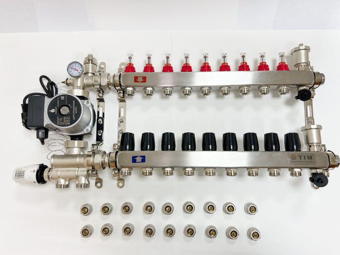 Коллектор comisa для теплого пола в сборе с расходомерами