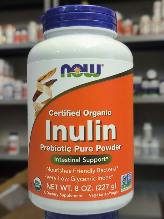 NOW Foods, Inulin Pure Powder, сертифицированный органический инулин ...