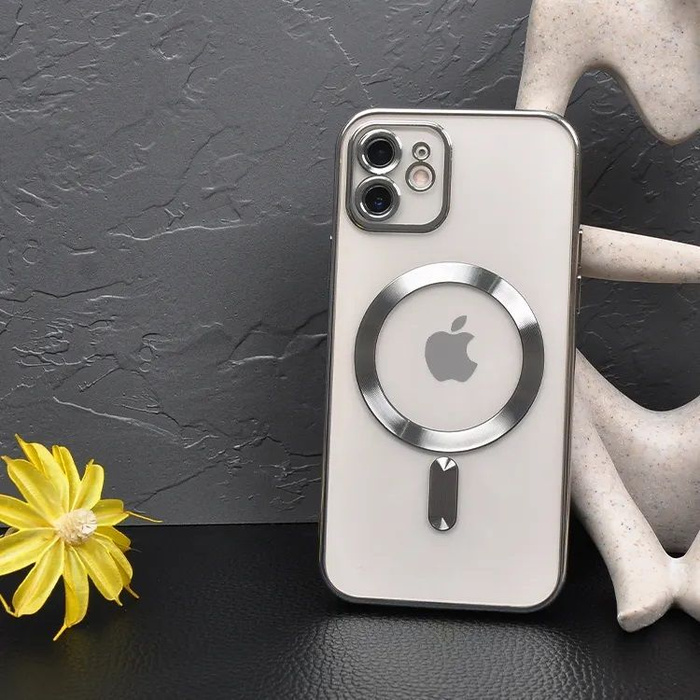Чехол на Айфон 12 с MagSafe силиконовый, прозрачный, с поддержкой ...