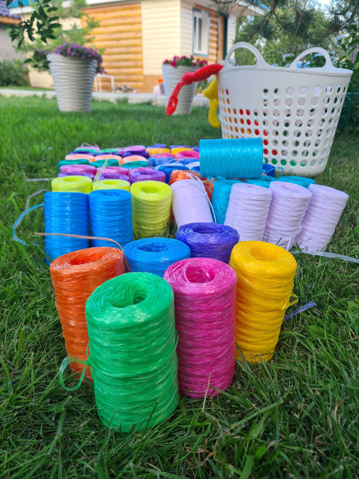 Пряжа для мочалок 63шт, полипропиленовые нитки для вязания, для ...