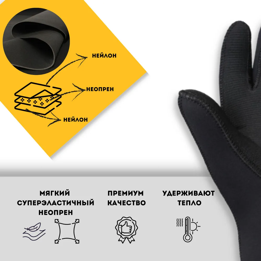 Перчатки неопреновые Power Grip 5мм открытая пора, вариант, фото 5