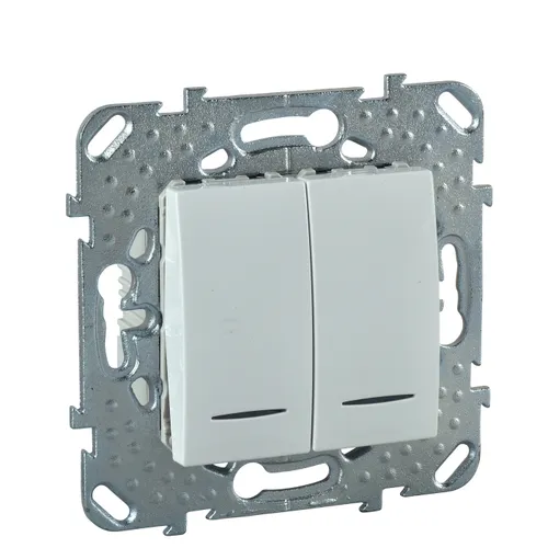 Выключатель 2- клавишный механизим 10А 250В белый глянц. IP20 Systeme Electric Unica MGU5.0101.18NZD