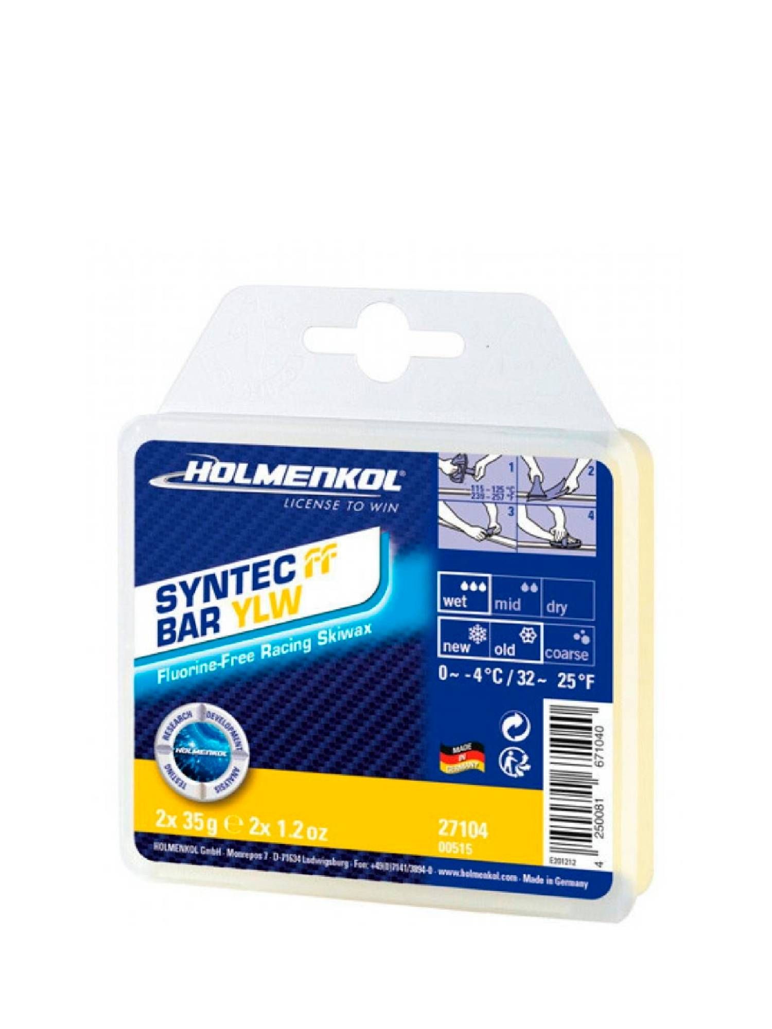 БезфтористыйПарафинСкольженияТвердыйHolmenkolSyntecFfBarYellow
