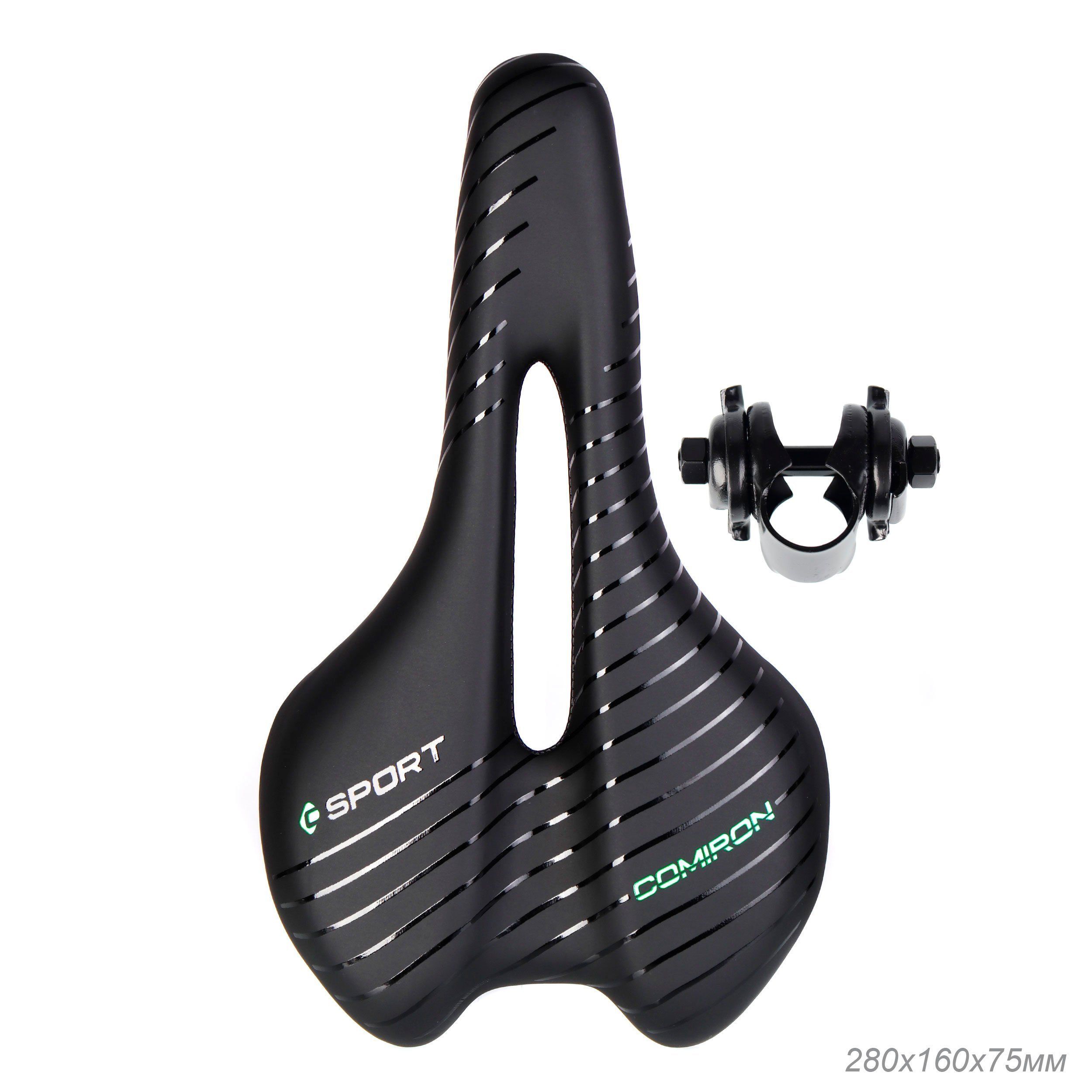 Седло велосипедное MTB COMIRON POGACAR N846 280X160 чёрный, зелёный Седло велосипедное MTB COMIRON POGACAR N846 280X160 чёрный, зелёный
