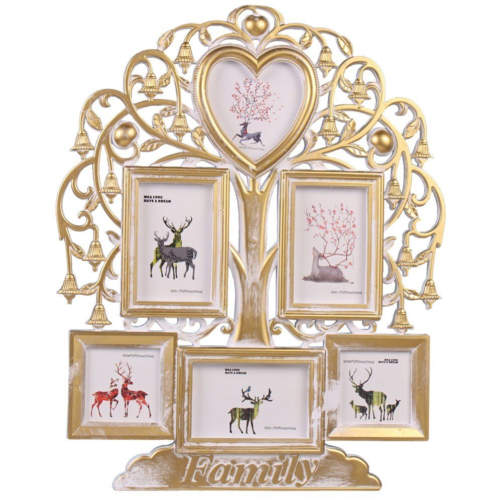 Фоторамка-коллаж Дерево, на 6 фото, 43 х 54 см, золотистая