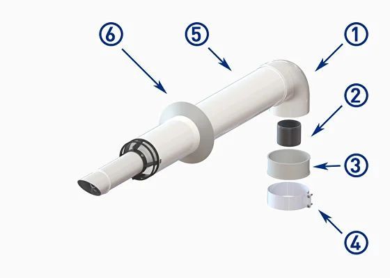 Комплект коаксиальный 60х100 с хомутом+две проставки, антилед - купить по цене 2